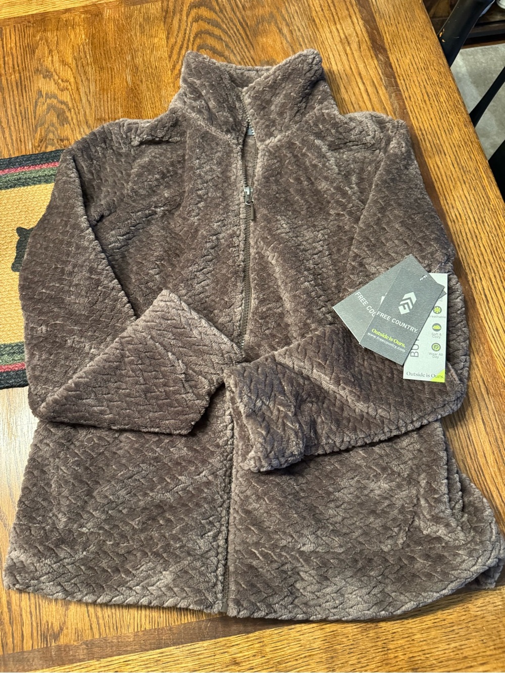 Free Country Plush Half-Zip Teddy Jacket in Brown